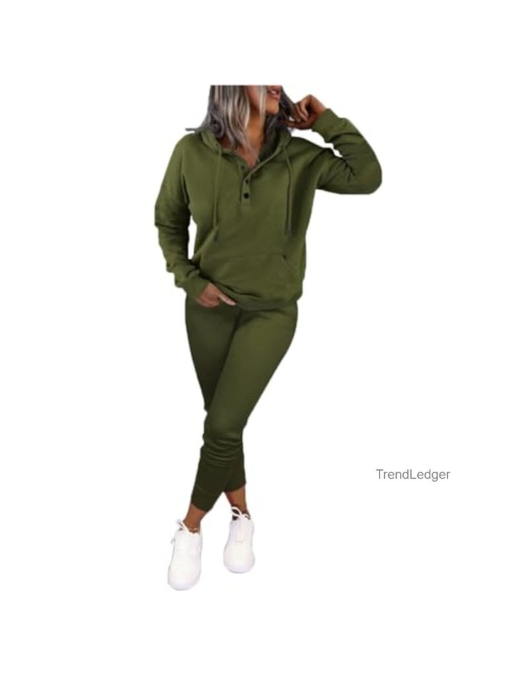 Women's 2-Piece Hoodie Sweatsuit Set with Jogger Pants, Long Sleeve